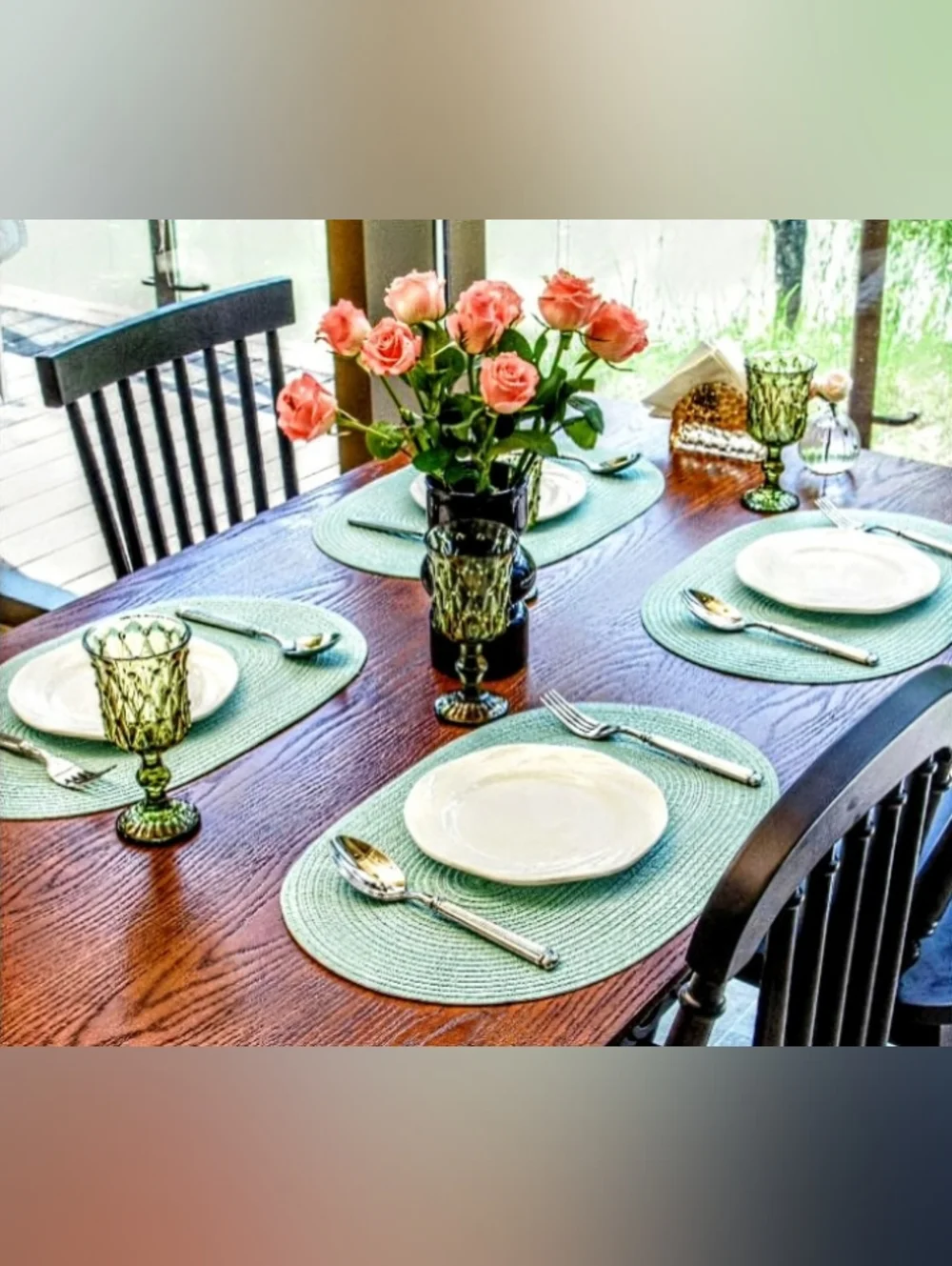 Woven Oval Placemat Set Of 6 in Sage Green - ⭐️NEW⭐️